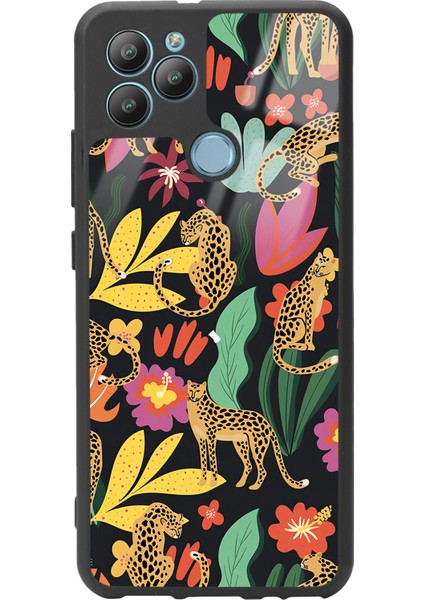 General Mobile Gm 22 Plus Çiçekli Kediler Tasarımlı Glossy Telefon Kılıfı
