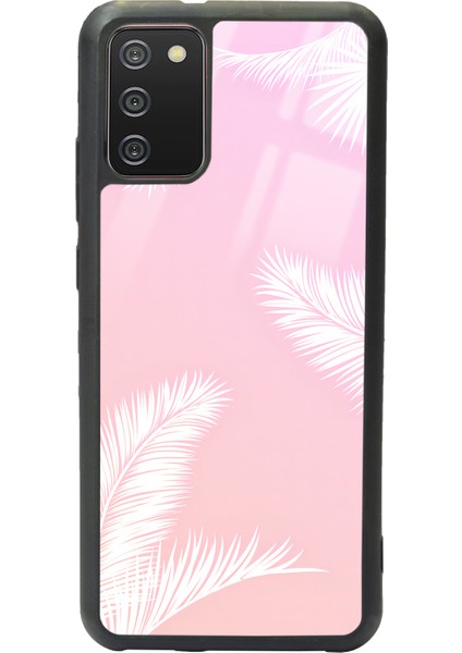 Samsung Galaxy A-02S Beyaz Palmiye Tasarımlı Glossy Telefon Kılıfı