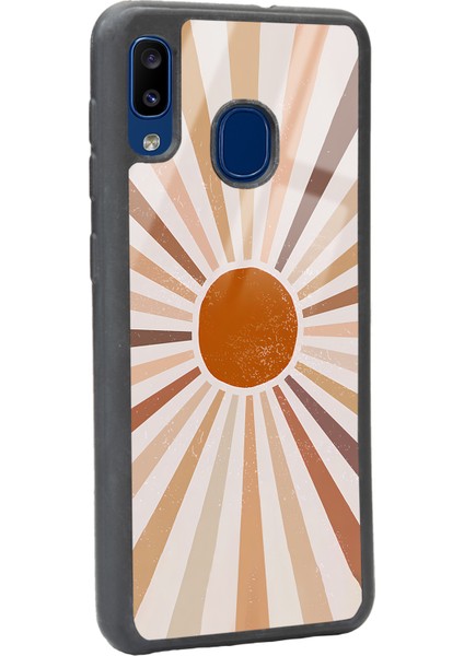 Samsung Galaxy A20 Retro Güneş Tasarımlı Glossy Telefon Kılıfı