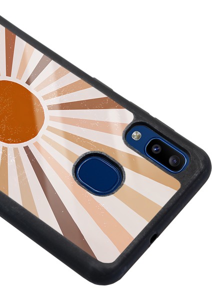 Samsung Galaxy A20 Retro Güneş Tasarımlı Glossy Telefon Kılıfı