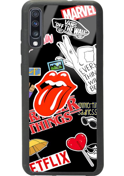 Samsung Galaxy A70 Sticker Tasarımlı Glossy Telefon Kılıfı