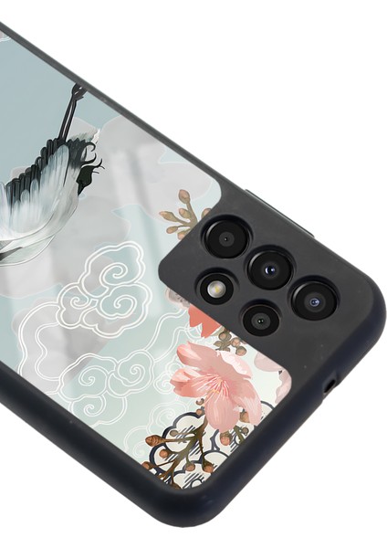 Samsung Galaxy A-13 Suluboya Leylek Tasarımlı Glossy Telefon Kılıfı modelleri