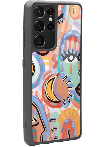 Samsung Galaxy S-21 Ultra Suluboya Retro Göz Tasarımlı Glossy Telefon Kılıfı fiyatları