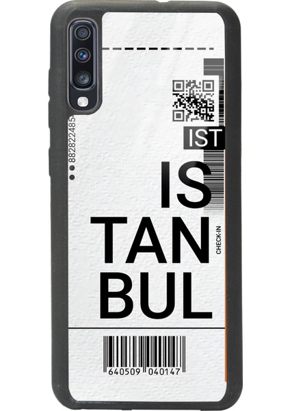 Samsung Galaxy A70 Bilet Tasarımlı Tasarımlı Glossy Telefon Kılıfı