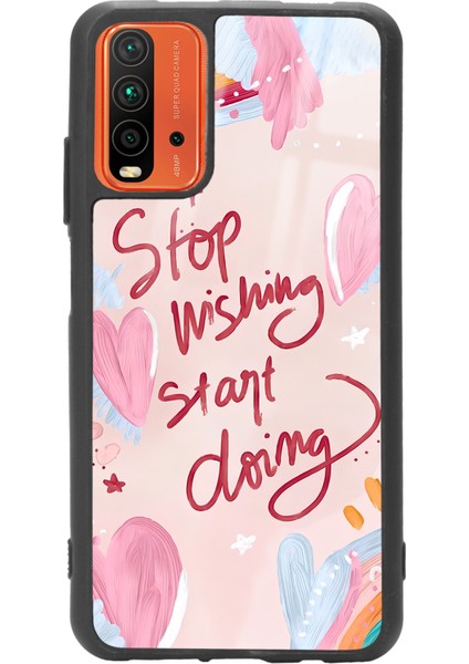 Xiaomi Redmi 9t Pembe Motto Tasarımlı Glossy Telefon Kılıfı