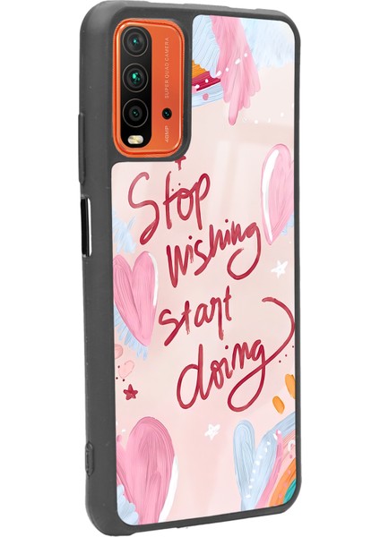 Xiaomi Redmi 9t Pembe Motto Tasarımlı Glossy Telefon Kılıfı