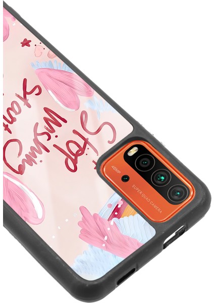 Xiaomi Redmi 9t Pembe Motto Tasarımlı Glossy Telefon Kılıfı