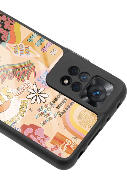 Xiaomi Redmi Note 11 Pro Vintage Sticker Tasarımlı Glossy Telefon Kılıfı