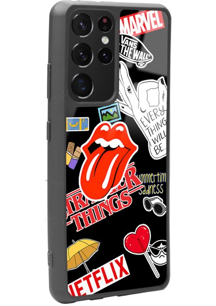 Samsung Galaxy S-21 Ultra Sticker Tasarımlı Glossy Telefon Kılıfı