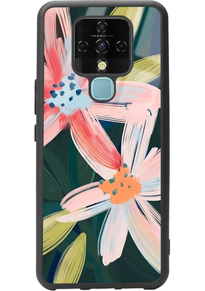 Tecno Camon 16 Suluboya Çiçek Tasarımlı Glossy Telefon Kılıfı