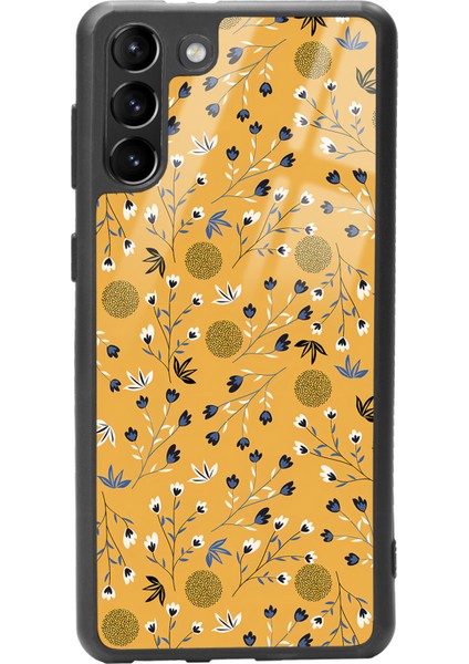 Samsung Galaxy S-21 Plus Sarı Bindanlı Tasarımlı Glossy Telefon Kılıfı