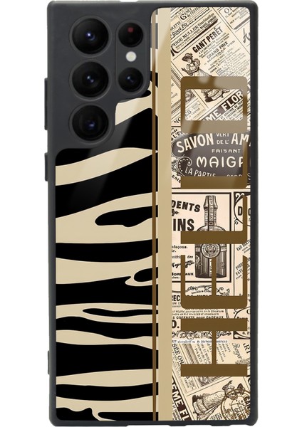 Samsung Galaxy S22 Ultra Zebra Gazete Tasarımlı Glossy Telefon Kılıfı