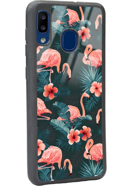 Samsung Galaxy A20 Flamingo Leaf Tasarımlı Glossy Telefon Kılıfı