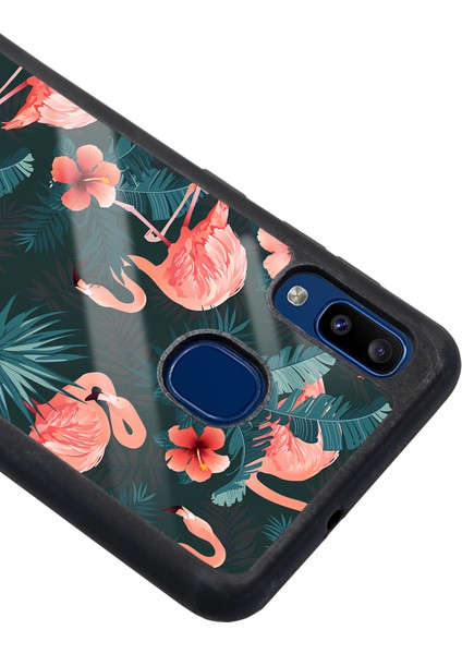 Samsung Galaxy A20 Flamingo Leaf Tasarımlı Glossy Telefon Kılıfı