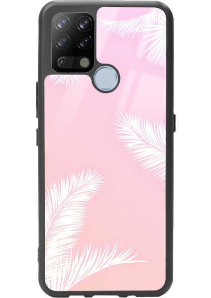 Tecno Pova Beyaz Palmiye Tasarımlı Glossy Telefon Kılıfı