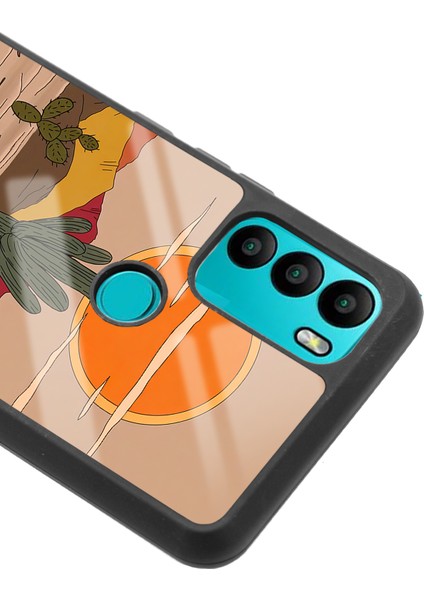 General Mobile Gm 21 Plus Retro Kaktüs Güneş Tasarımlı Glossy Telefon Kılıfı modelleri