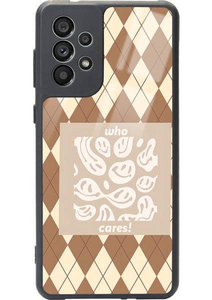 Samsung Galaxy A73 Ekose Smile Tasarımlı Glossy Telefon Kılıfı