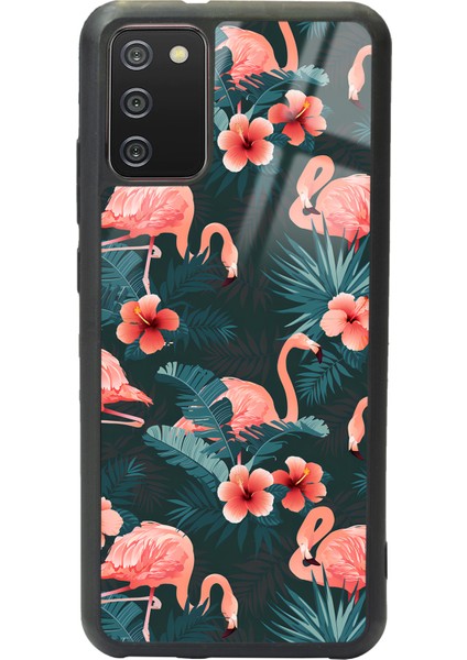 Samsung Galaxy A-02S Flamingo Leaf Tasarımlı Glossy Telefon Kılıfı