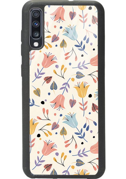 Samsung Galaxy A70 Beyaz Bindanlı Tasarımlı Glossy Telefon Kılıfı