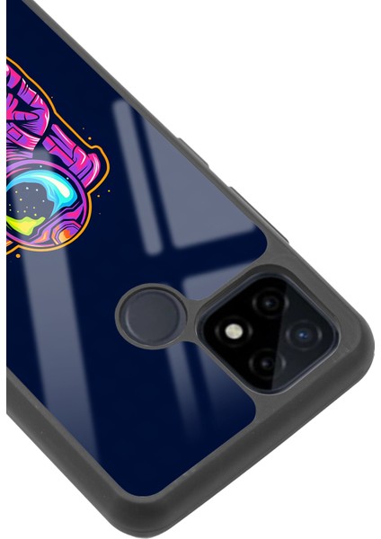 Oppo Realme C21 Neon Astronot Tasarımlı Glossy Telefon Kılıfı modelleri