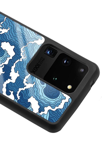 Samsung Galaxy S20 Ultra Mavi Dalga Tasarımlı Glossy Telefon Kılıfı modelleri
