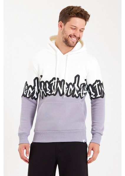 Unisex Kapüşonlu Kanguru Cepli Baskılı Iki Renk Sweatshirt modelleri