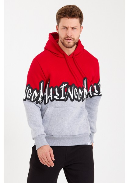 Unisex Kapüşonlu Kanguru Cepli Baskılı Iki Renk Sweatshirt modelleri