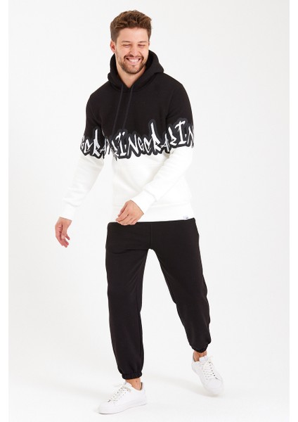 Unisex Kapüşonlu Kanguru Cepli Baskılı Iki Renk Sweatshirt fırsatları