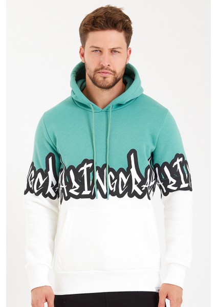 Unisex Kapüşonlu Kanguru Cepli Baskılı Iki Renk Sweatshirt