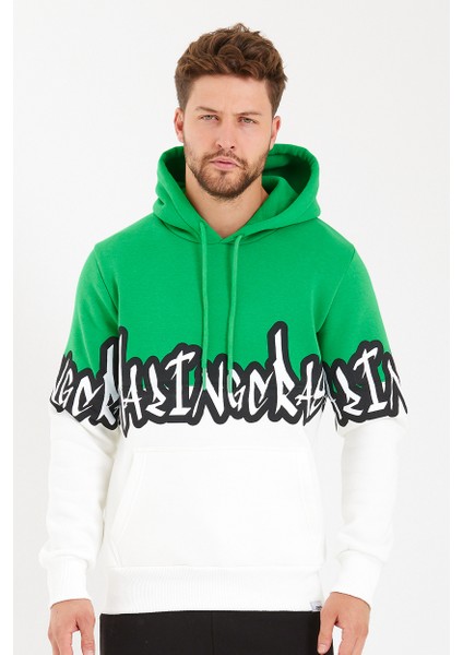 Unisex Kapüşonlu Kanguru Cepli Baskılı Iki Renk Sweatshirt