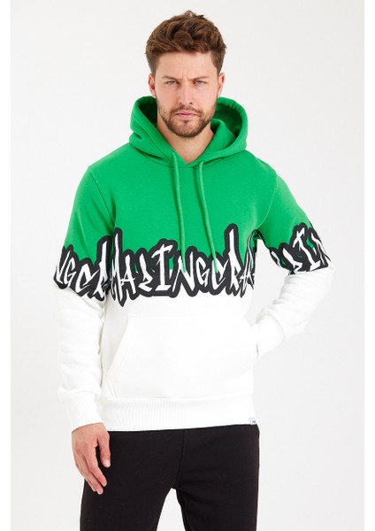 Unisex Kapüşonlu Kanguru Cepli Baskılı Iki Renk Sweatshirt modelleri