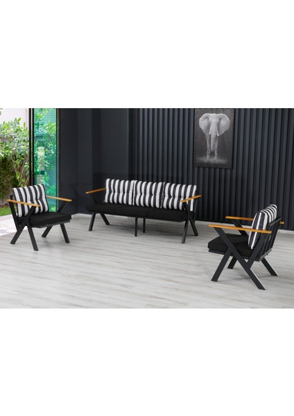 3+1+1 Zeta Bahçe Takımı, Balkon, Bahçe, Cafe Mobilyası, Süngerli Metal Çay Seti