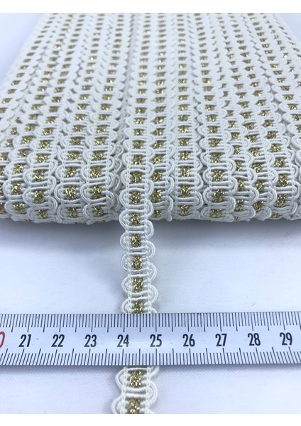 Krem Gold Zigzag Su Taşı Paketleme Süsleme Kenar Süsü Için 5 Metre