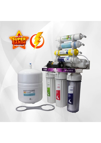 H-Max Nowa 8 Filtreli Süper Membranlı 9 Litre Çelik Tanklı Açık Kasa Su Arıtma Cihazı - 0030