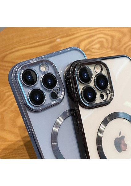 iPhone 12 Pro Max Uyumlu Kılıf Magsafe Köşeleri Renkli Şeffaf Kamera Korumalı Silikon Kapak