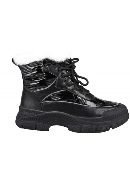 22K310-5 Dolgu Topuk Siyah Kadın Sneakers