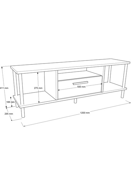 Robin Home Petra Metal Tv Ünitesi Kapaklı 120CM Atlantik Çam-Beton