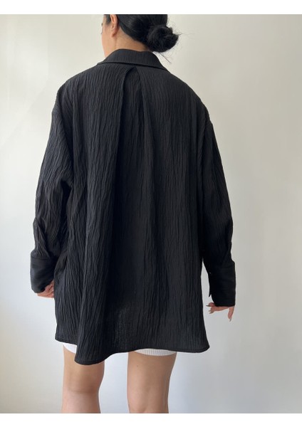Mai Durres Siyah Oversize Gömlek