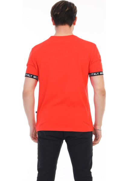 Kolu Şeritli Kırmızı Erkek Tshirt MC5675