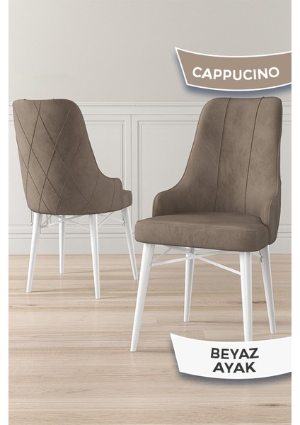 Concept Lia Serisi Beyaz Mermer Desen Açılabilir 80X132 Yemek Masası Takımı 4 Sandalye