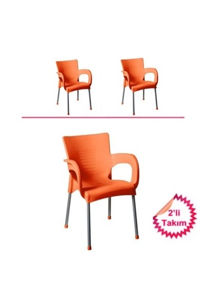 Netaks Ayder (Uğur) Sandalye 2'li Takım Turuncu (%100 Orjinal) Bahçe Balkon Sandalyesi
