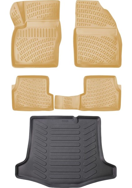Ford Focus 2 2005-2010 Bej Sedan 3D Paspas+Bagaj Havuzu Seti