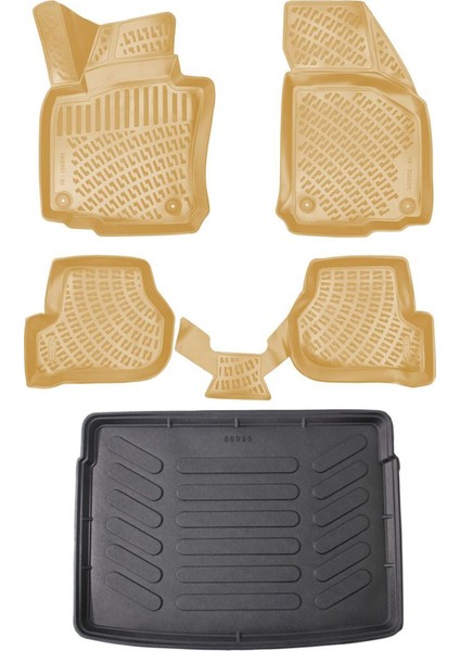 Volkswagen Golf 5-6 3D Bej 3D Paspas+Bagaj Havuzu Seti