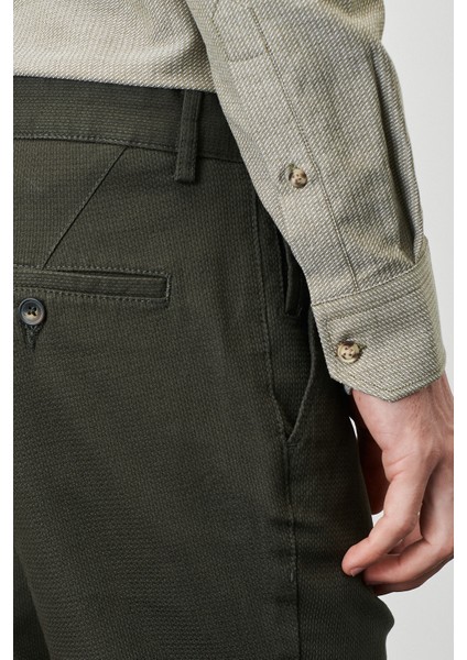ALTINYILDIZ CLASSICS Erkek Yeşil Slim Fit Dar Kesim Armürlü Esnek Casual Pantolon