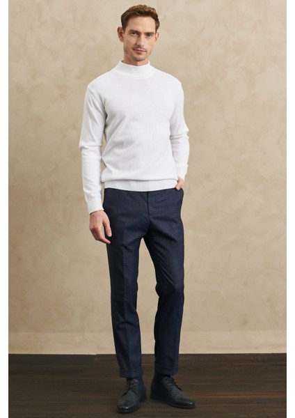 ALTINYILDIZ CLASSICS Erkek Lacivert Slim Fit Dar Kesim Desenli Beli Lastikli Esnek Pantolon fiyatları