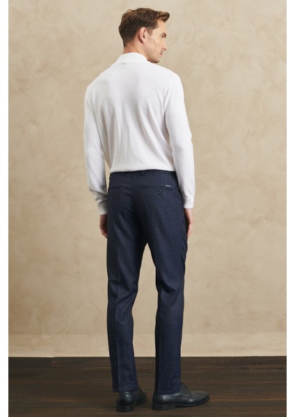 ALTINYILDIZ CLASSICS Erkek Lacivert Slim Fit Dar Kesim Desenli Beli Lastikli Esnek Pantolon indirimleri