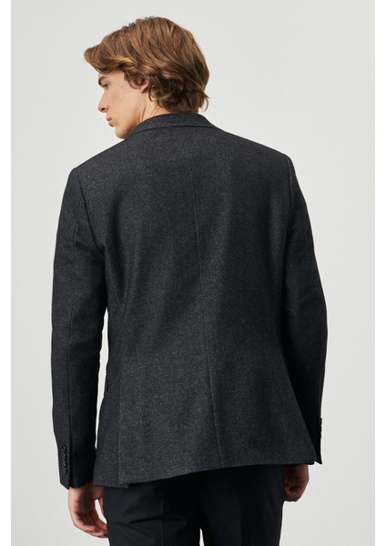 ALTINYILDIZ CLASSICS Erkek Antrasit Slim Fit Dar Kesim Mono Yaka Desenli Yünlü Özel Kumaş Ceket fırsatları