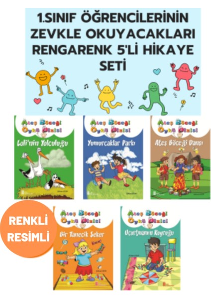 1. Sınıf Öğrencileri Için Rengarenk 5'li Okuma Kitabı Hikaye Kitabı Seti (Ciltli)