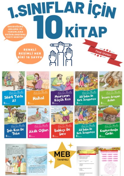 1. Sınıflar Için Öğrencilerin Severek Okuyacakl Değerlerimize Uygun 12'li Hikaye Kitabı Seti (Ciltli)