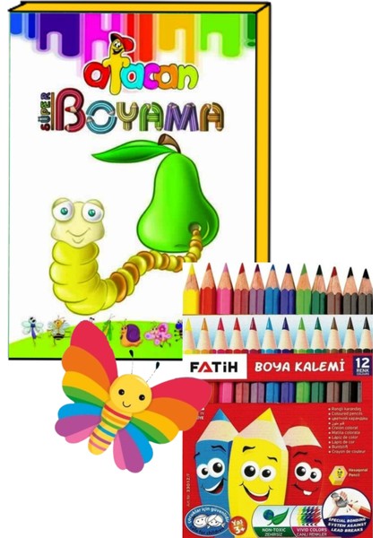 Boyama Kitabı + 12'li Kuruboya (Ym Boy) (Ciltli)